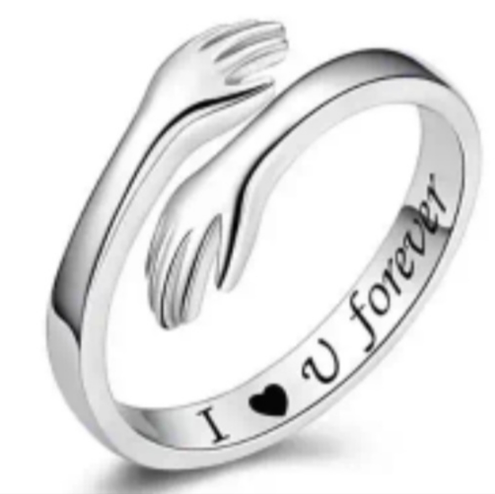 Alloy Adjustable Couple Hug Ring Size 8